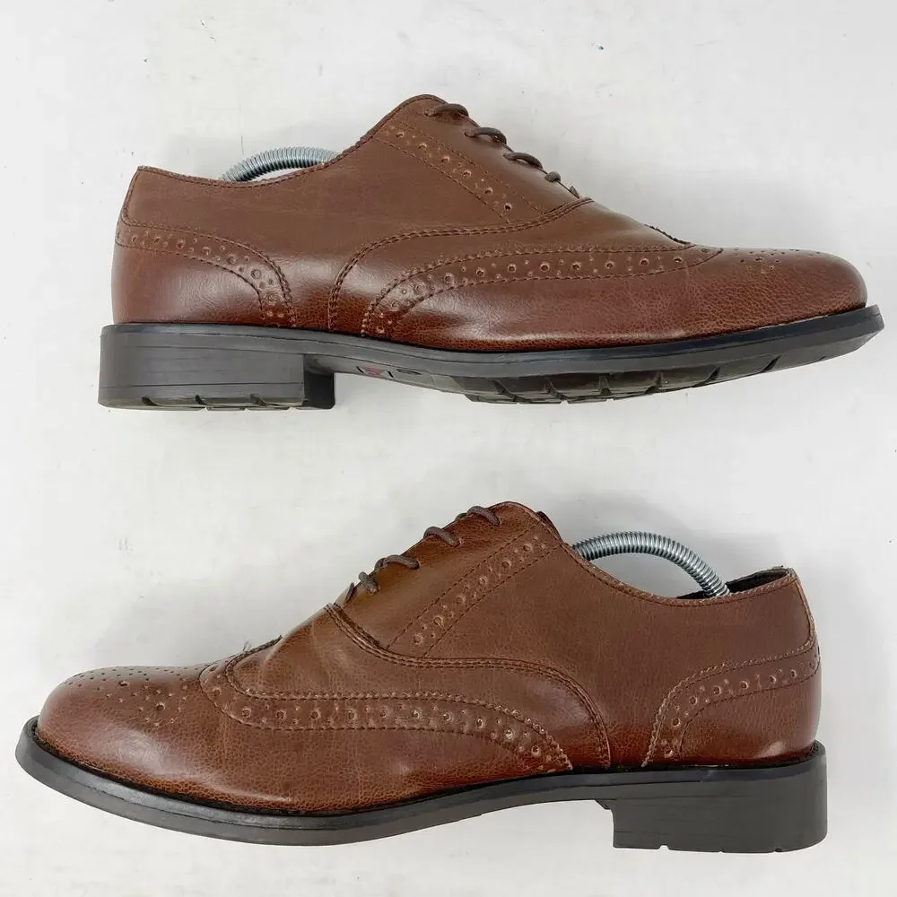 Dexter Comfort Brown Faux Leather Wingtip Oxfords Mens Size 12
